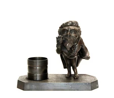 Large Vienna Bronze Grumpy Old Man Figure Cigar Lighter with Match Holder