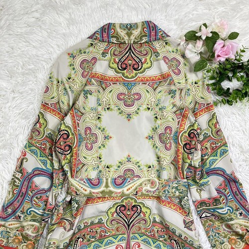 ETRO Paisley Nylon Trench Coat Belted Spring Jacket Size 42 Multicolor Italy - Picture 10 of 14