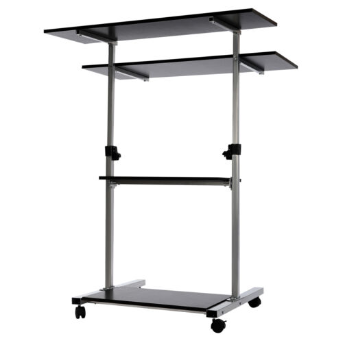 Höhenverstellbarer Computertisch Rollbar Laptoptisch Mobil Stehpult Büro - Bild 13 von 22