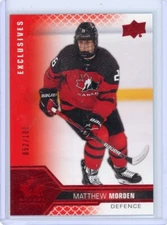 2022 Upper Deck Team Canada Juniors /100 Red MATTHEW MORDEN No. 38!