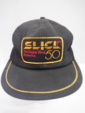Vintage Rare SLICK 50 K Products Engine Wear Protector Patch Black Snapback Hat