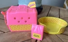 Vintage Barbie Kitten Cat Pet Accessories Lot Carrier, Bed, & Food