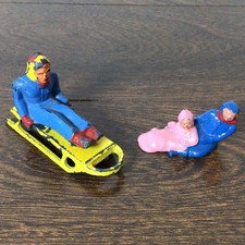 Vintage 30-40's Barclay Lead Figure Figurine Man on a Sled w/Children