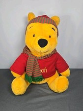 Disney Mattel Arcotoys Winnie the Pooh Christmas Plush 14" Vintage Holiday Scarf