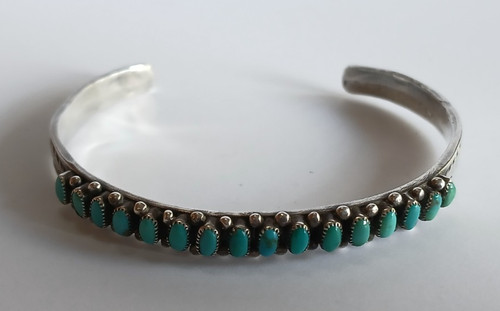VINTAGE NAVAJO INDIAN SILVER SNAKE EYE TURQUOISE CUFF BRACELET