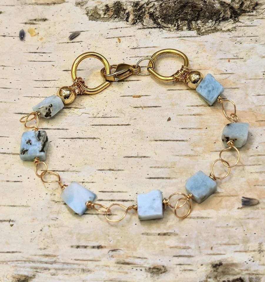 Nature's Sky Blue Larimar In Classic Bohemian Bracelet In Gold Plated - Image 2 of 4
