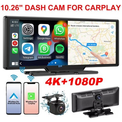 10.26 Zoll Carplay 4K Wireless Apple Android Auto Display Vorne Rückfahrkamera