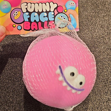 ORB Curiosities Funny Face Balls Gel Mesh Squeeze Ball Stress Reliever Pink 3in