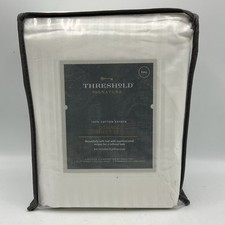 Threshold Signature Damask Sheet Set 100 Cotton Sateen White Full