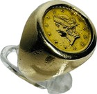 14K Gold Pinky Ring with 1854 $1 Gold Coin  11.698 Grams Size 4.5 Hallmarked — photo 2