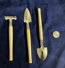 Mini Garden Tools Set Rake 6",Shovel 7",Spade 7.6" Wood Handle- 5 sets of 3 ea