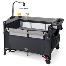 5-in-1 Pack and Play, Baby Bedside Sleeper with Bassinet, Multifunction Bedsi...