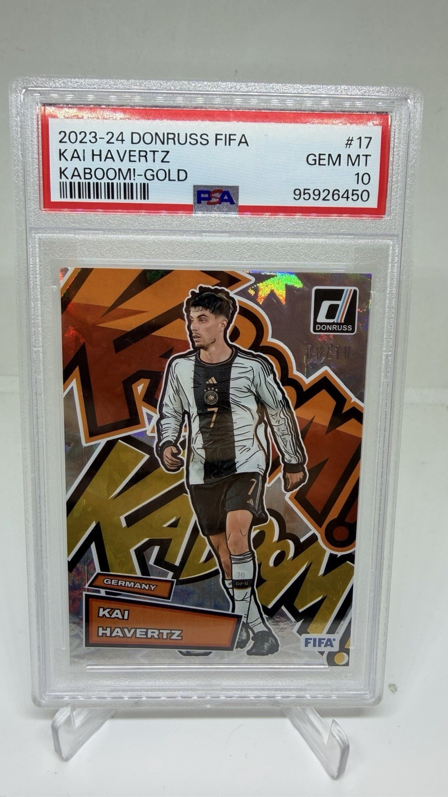 2023-24 Panini Donruss Fifa Kai Havertz Kaboom! Germany/Arsenal PSA 10 Gold #/10