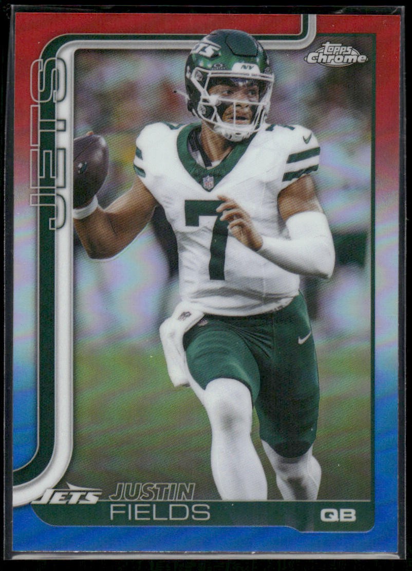 2025 Topps Chrome Justin Fields Red White and Blue Refractor New York Jets #237