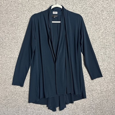 Sun Kim Women's Size Small Blue Stretch Long Sleeve Open Front Cardigan