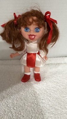 Vintage Happy  Face Doll Red Hair Blue Eyes With Red&White Dress & Shoes Nobrand