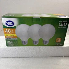 LED 40-Watt Soft White G25 Globe Light w/Standard Medium Base-3 Bulbs