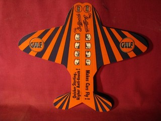 ORIGINAL 8" DATED 1934 GULF ADVERTISING PAPER AIRPLANE AVIATION GRADE GASOLINE
