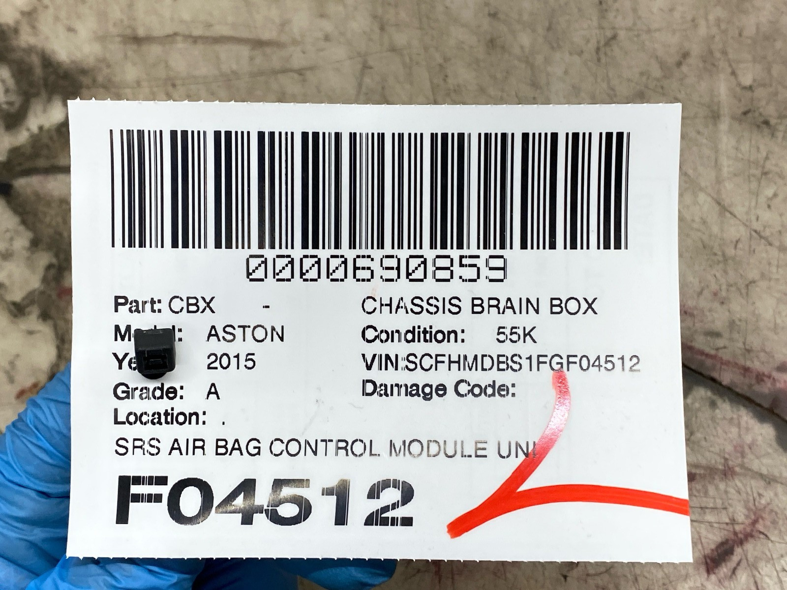 2015 ASTON MARTIN RAPIDE AIR SRS BAG CONTROL MODULE UNIT DD43-14C246-AA OEM