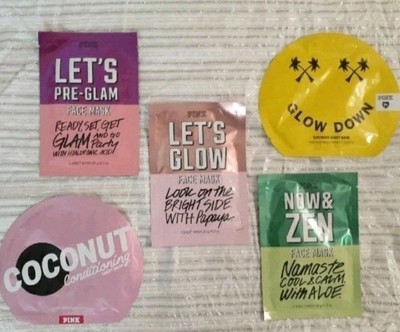 VICTORIA'S SECRET PINK Face Mask Lot Of 5 Sheet Masks Let's Glow Down Pre-Glam