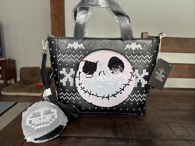 Loungefly Nightmare Before Christmas Jack REVERSIBLE Sequin TOTE BAG COIN PURSE