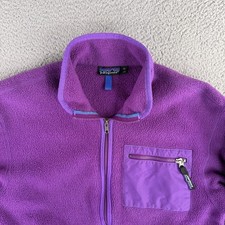 Vintage Patagonia Fleece Jacket Womens 10 Purple 1991 Made in USA 25029 Full Zip