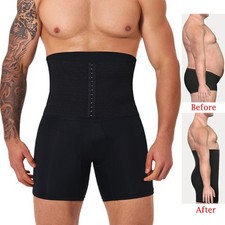 Mens High Waist Tummy Control Box Shorts Slimming Body Shaper Girdle Underwear