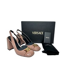 NIB Versace Medusa Slingback Pumps EU 40 US 10 Nude Beige Patent Leather $1,195