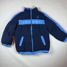 Jordan Kids Navy Blue Puffer Jacket Full Zip Fleece Lined Winter Coat