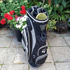 TaylorMade 14-Way Golf Cart Bag w/ Rain Cover & Cooler Pocket - Black & Grey