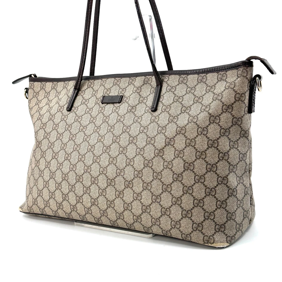 Подлинная сумка-тоут GUCCI GG коричневый ПВХ кожа 353437 525040 - Изображение 2 из 4