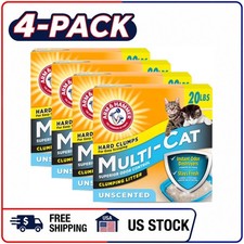 4 pack ARM  HAMMER Multi-Cat Clumping Litter Unscented, 20 lb