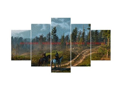 5 piece multi Canvas Digital Image oil paint Wallpaper Printable Art Jungle