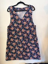 Vintage Handmade Corduroy Dress Floral Medium Sleeveless V Neck Shift