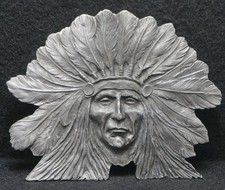 XA25171 NICE VINTAGE 1970s INDIAN CHIEF W/ FULL HEADDRESS ARTWORK BELT BUCKLE