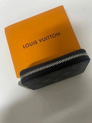 Louis Vuitton Black Monogram Canvas Zippy Zip Around Wallet Coin Purse Used