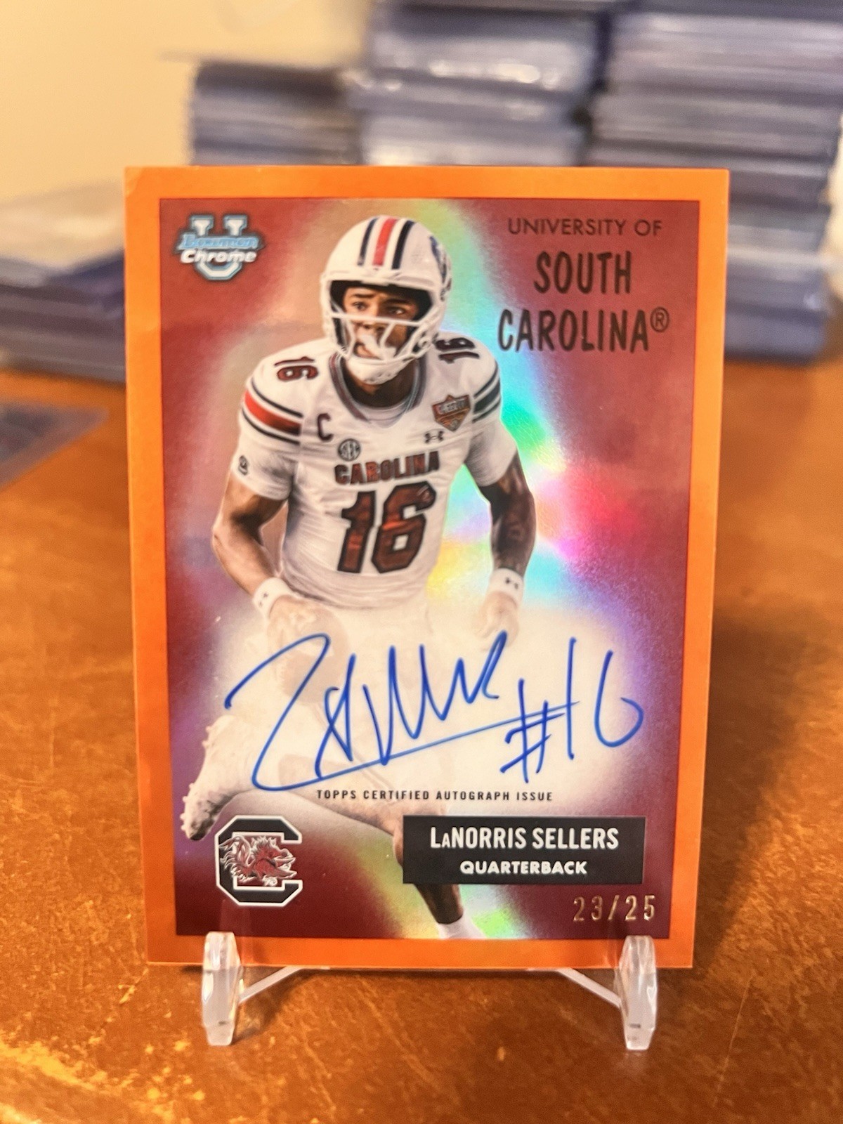 2025 Bowman University Chrome LaNorris Sellers 1955 Bowman ORANGE AUTO /25 SSP