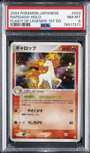 2004 POKEMON JAPANESE FLIGHT OF LEGENDS 1ST EDITION #023 RAPIDASH-HOLO PSA 8