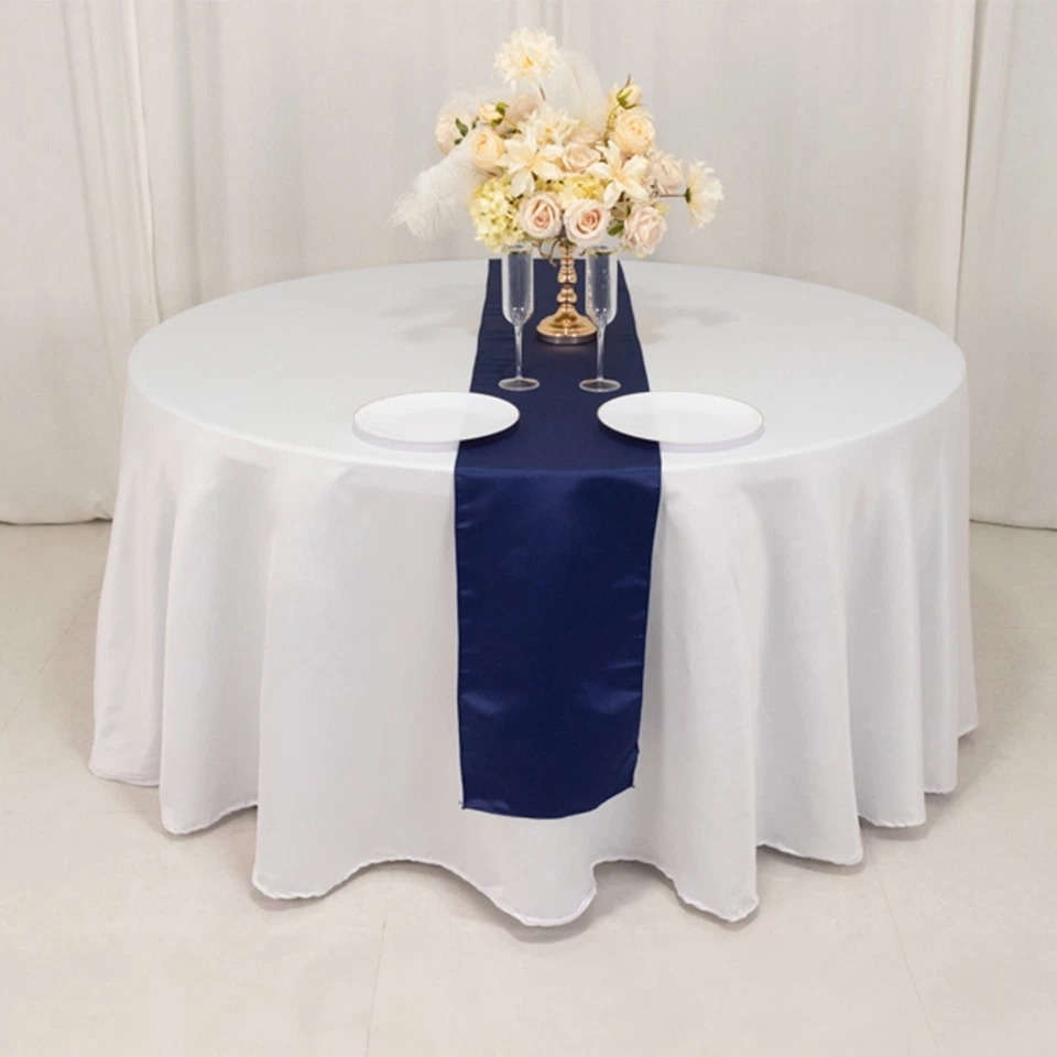 Navy Blue SATIN 12x108" Table RUNNER Lustrous Wedding Party Catering Dinner - Image 2 of 4