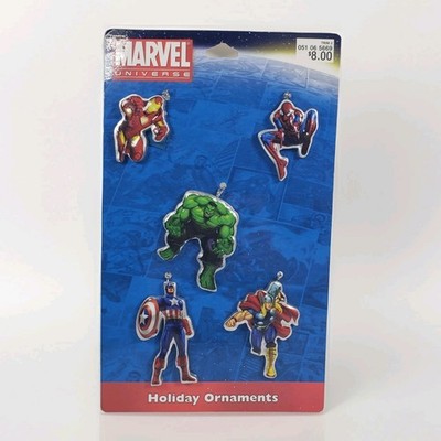 MARVEL SUPER HEROES 5 PC MINI SET ORNAMENTS SPIDERMAN THOR HULK IRON MAN 
