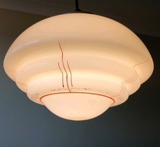 25cm Art Deco hand painted glass beehive retro antique vintage pendant light