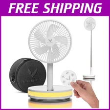Travel-Ready Wireless Fan with LED & Power Bank Functionality - 48-Hour Battery