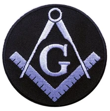 MASONIC SQUARE COMPASS G EMROIDERED IRON ON PATCH 