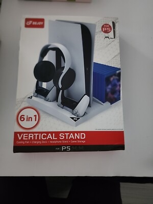 BEJOY 6 In 1 Multifunctional Vertical Stand Dual Cooling Fans PS5 Charging Dock