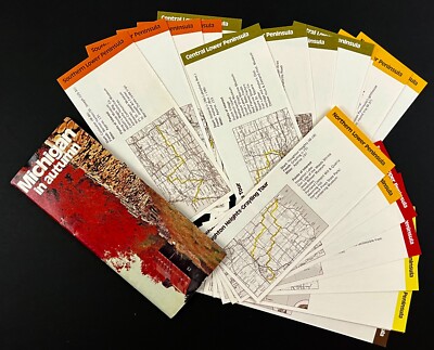 1970s Michigan Autumn Vintage Travel Folder Regional Tourist Attractions Cards