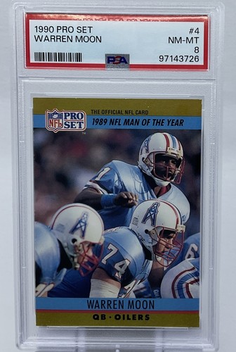 Warren Moon PSA 8 - 1990 Pro Set Award Winners "Charity Starts at Home" - Oilers
