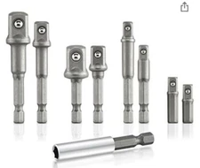 Neiko 00257 Socket Adapter Drill Extension Bit Set 9 Piece Cr-V Hex Shank 