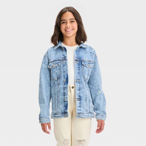 Girls' Oversized Jacket - art class Blue Denim S
