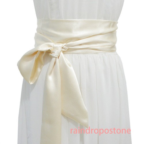 Women Satin Sash Bridal Wide Waist Belt Ribbon Long for Wedding Dress Coat - Picture 11 of 27