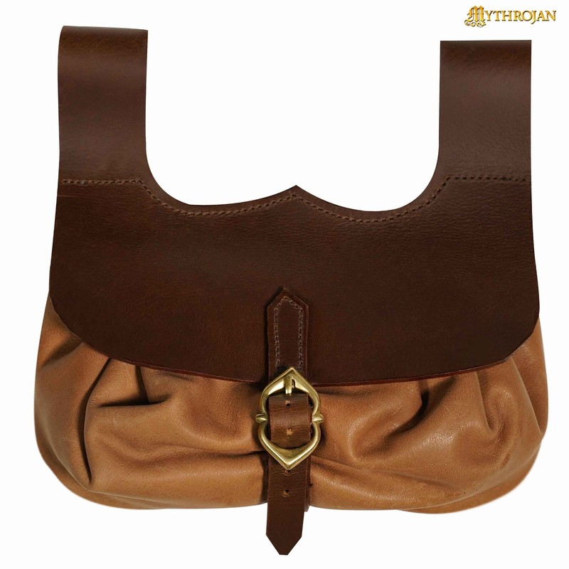 Medieval Leather Pouch Renaissance Accessory Festival Pocket Waist Bag - Brown